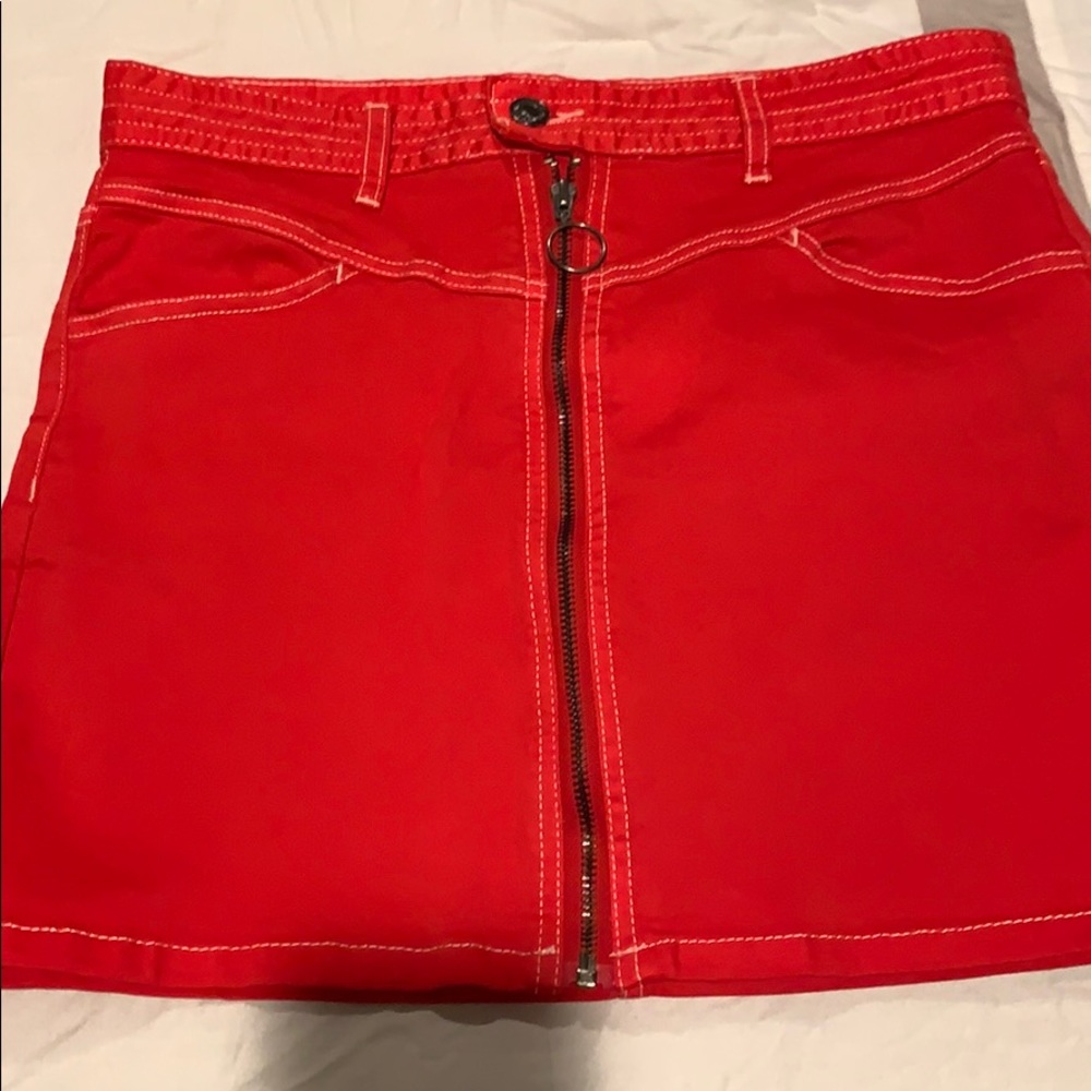 Red zip up skirt